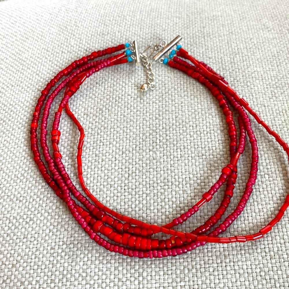 Beaded multi strand necklace